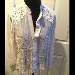 BCBG MaxAzria Silk Lace Blouse